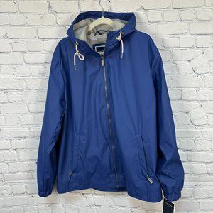 Club Room Men's Zip Up Rain Hoodie Hooded‎ Jacket, Size Large, Navy